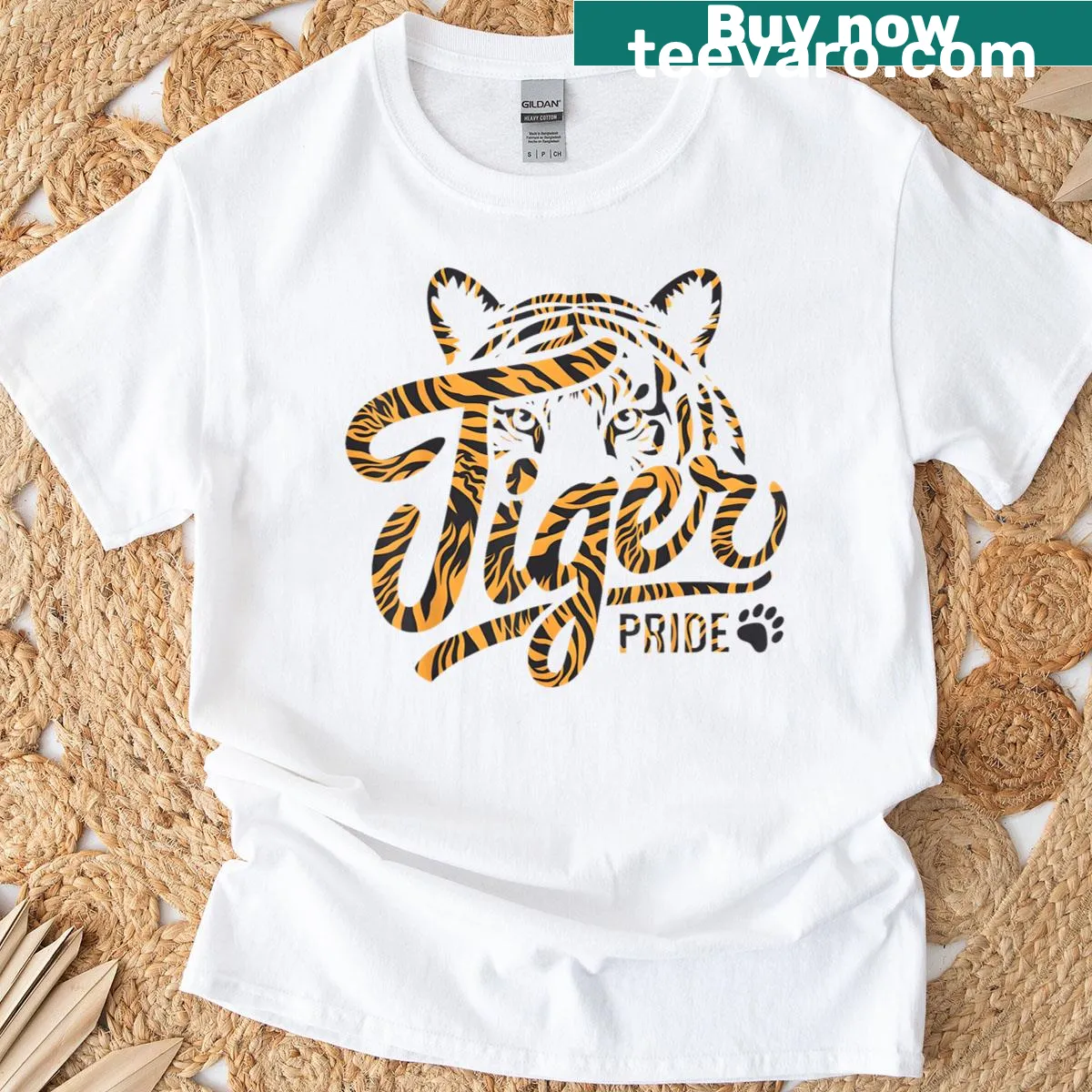 Retro tiger graphic T-shirt celebrating animal pride — on a men's t-shirt