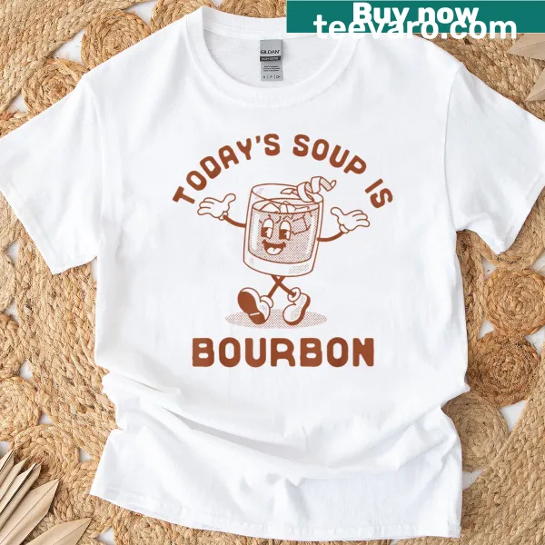 Funny bourbon-themed T-shirt with whimsical glass graphic