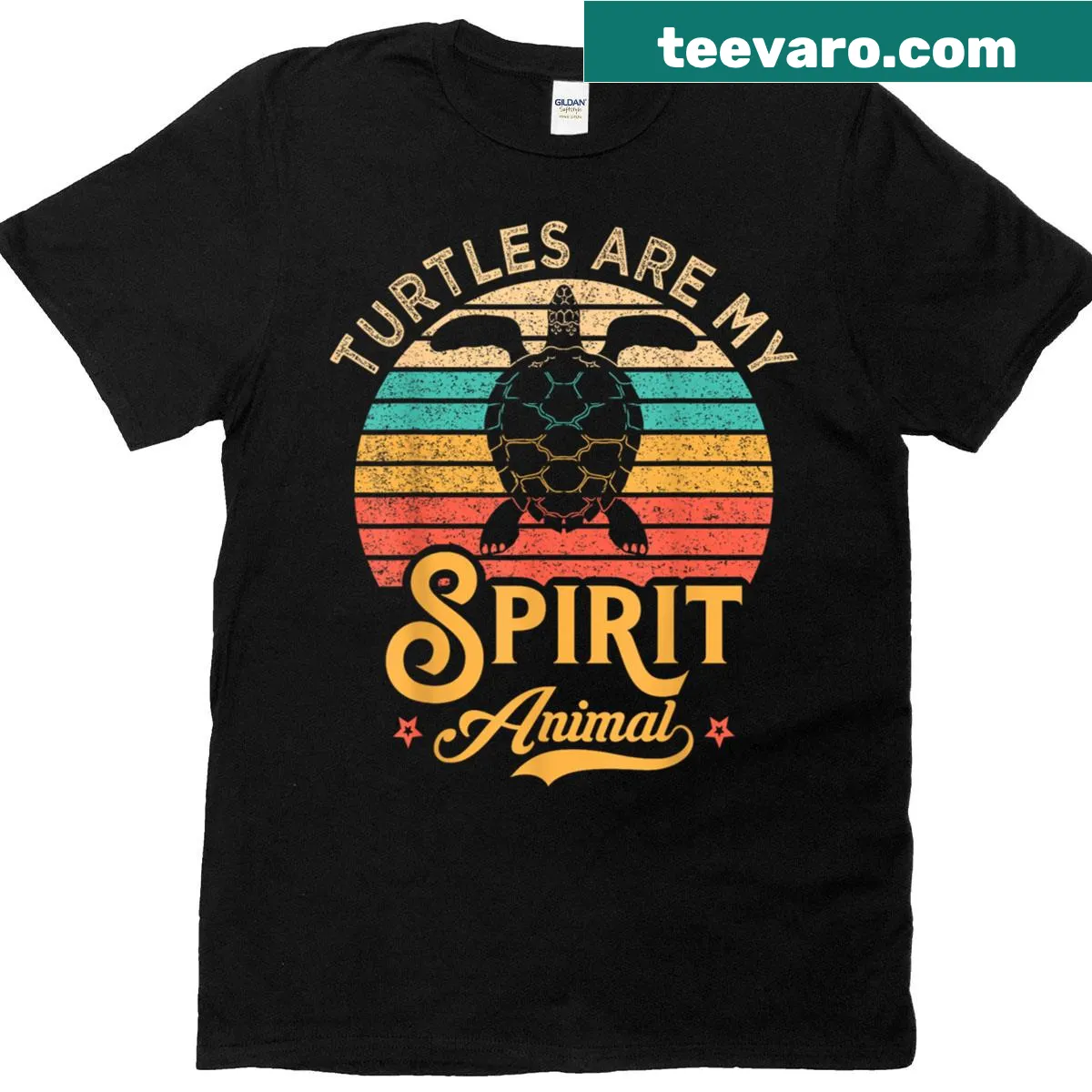Retro sea turtle lover t-shirt with playful graphic — on a men's t-shirt