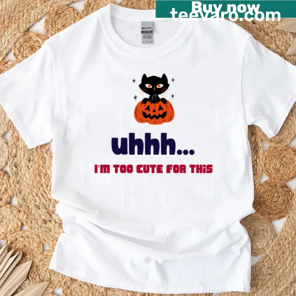 Oversized Halloween shirt with black cat and cute quote