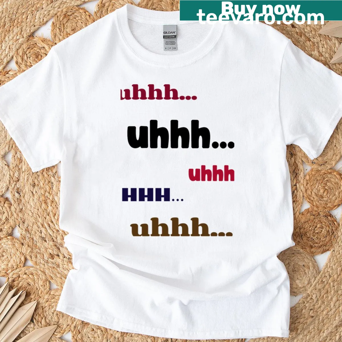 Minimalist expression text design on oversized t-shirt — on a men's t-shirt