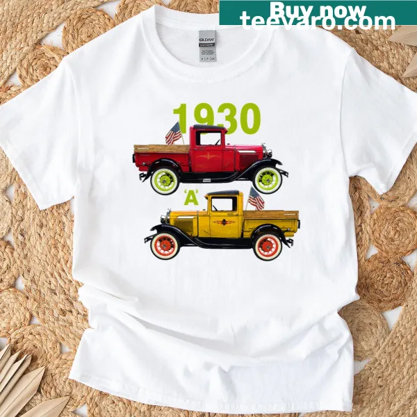 Vintage-style pickup truck graphic on a distressed T-shirt