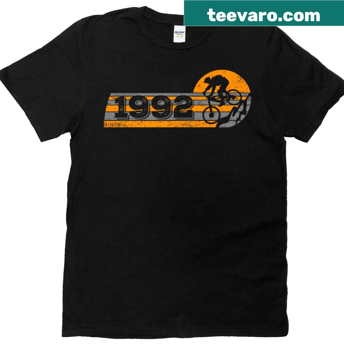 Vintage cycling t-shirt celebrating the year 1992 — on a men's t-shirt