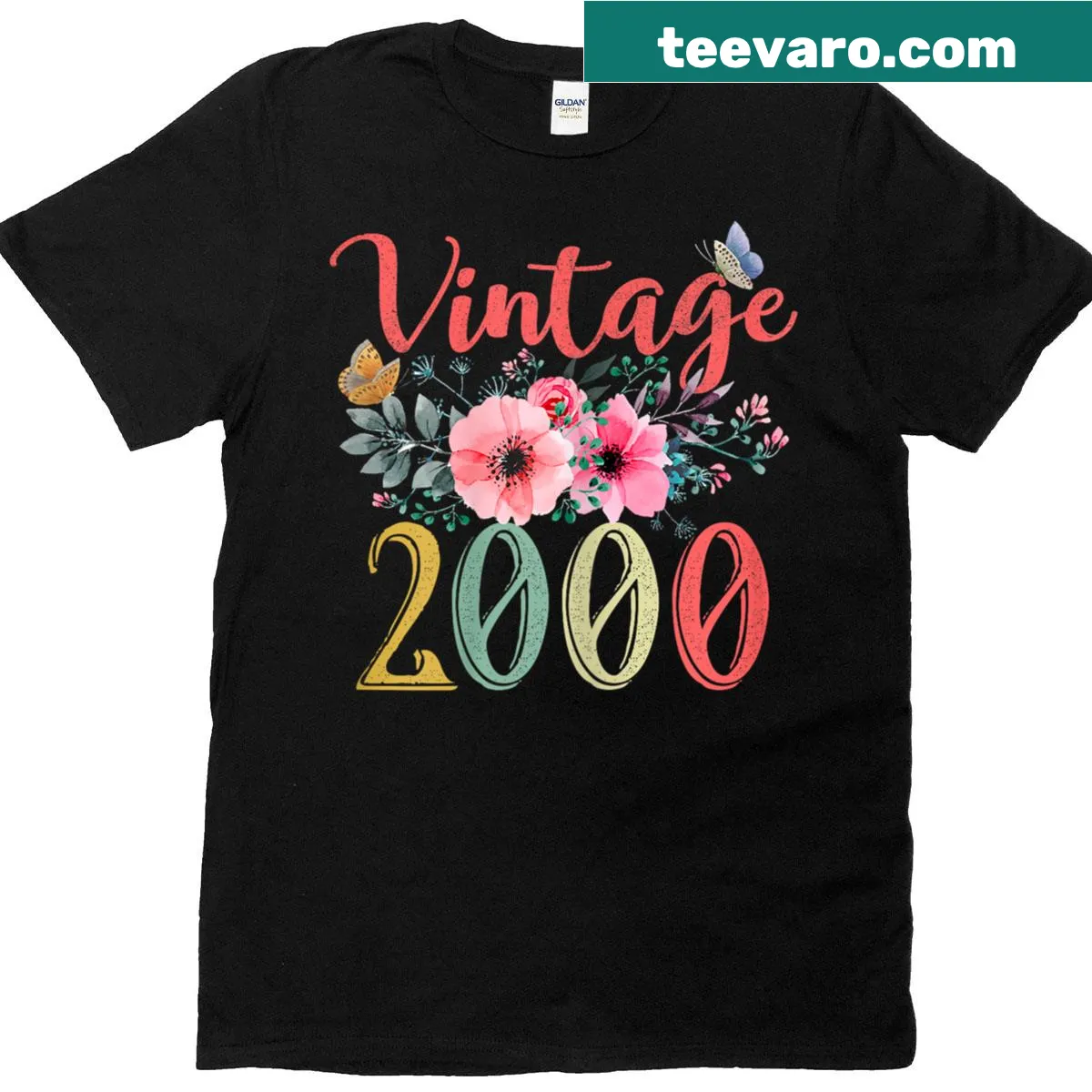 Vintage Floral Hippie T-shirt for celebrating a 25th birthday with a groovy design — on a men's t-shirt