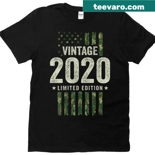 Camo and American flag graphic for 2020 birthday T-shirt