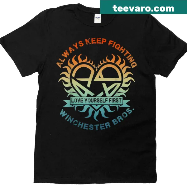 Inspirational 'Always Keep Fighting' graphic on a vintage t-shirt
