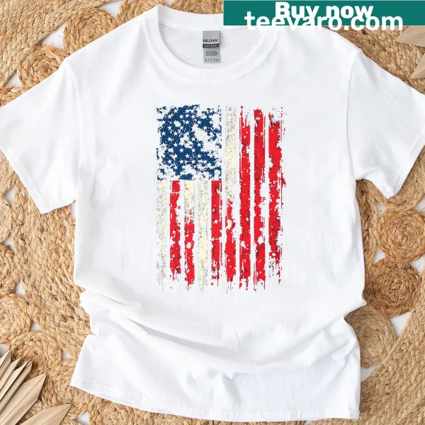 Vintage American flag T-shirt with distressed design