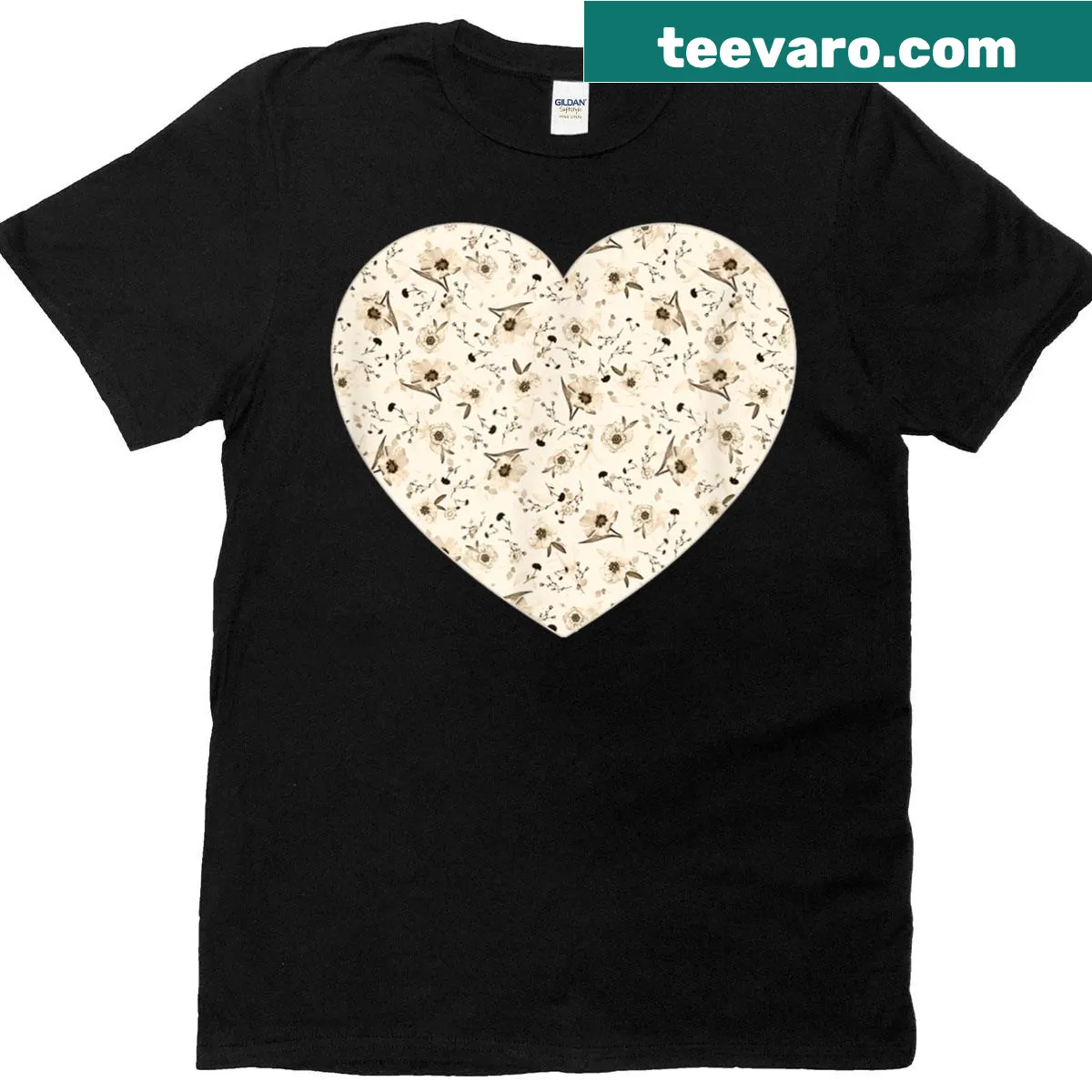 Vintage botanical T-shirt featuring distressed beige flower graphics — on a men's t-shirt