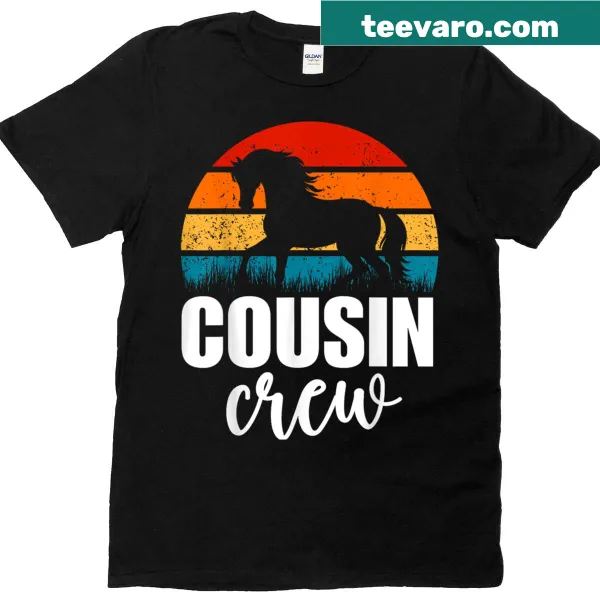 Vintage Cousin Crew T-shirt for kids featuring horse graphics