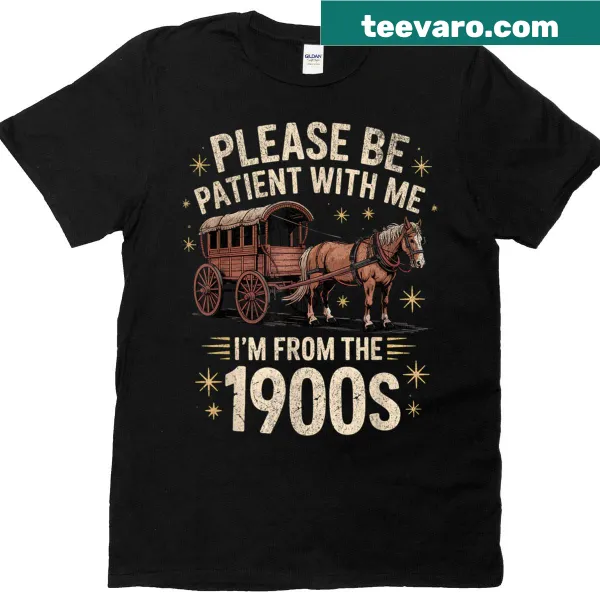 Vintage distressed shirt featuring a 1900s horse-drawn carriage graphic