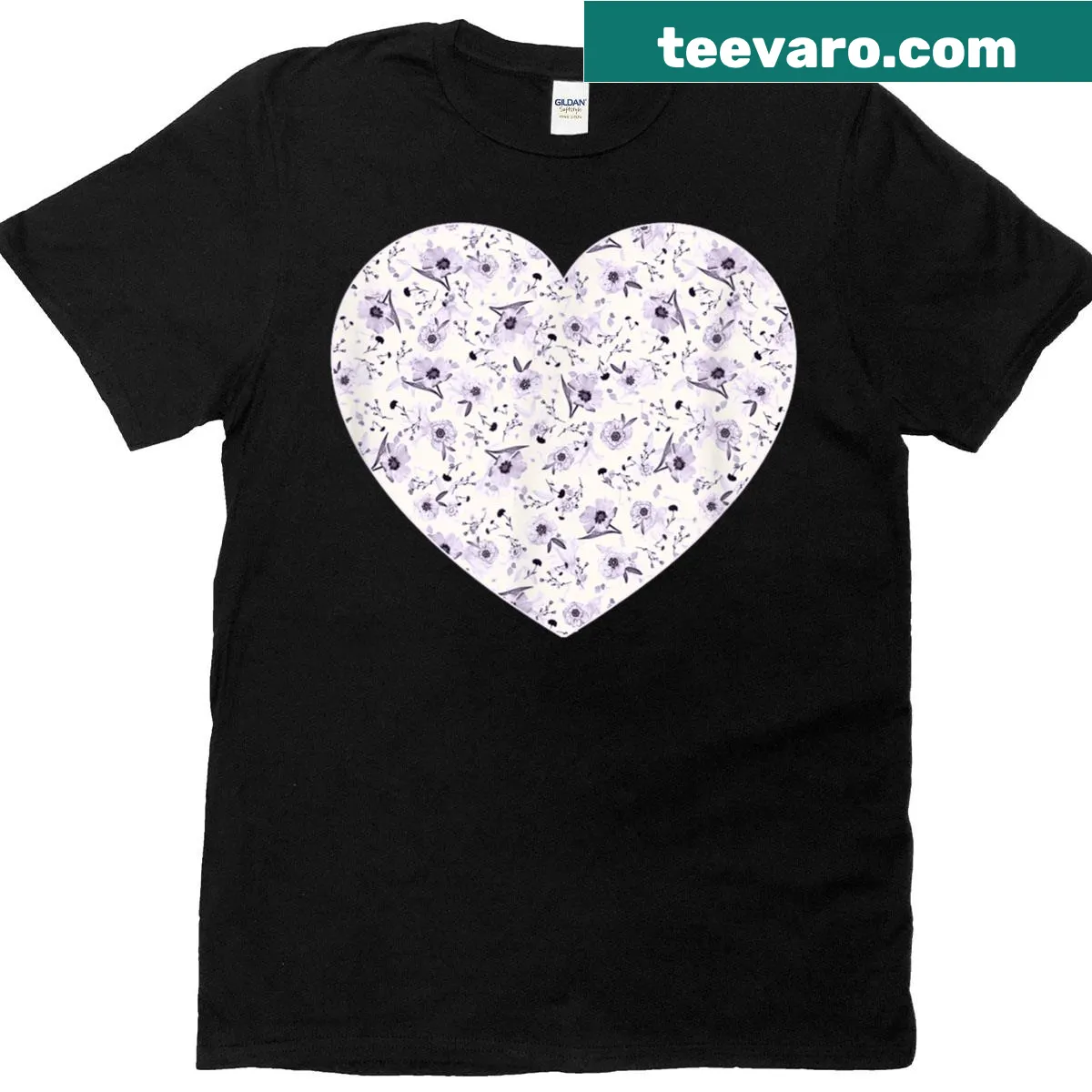 Vintage lavender floral T-shirt with elegant botanical design — on a men's t-shirt