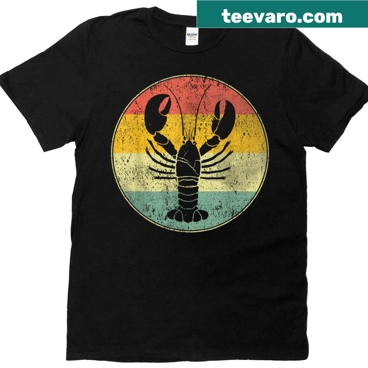 Playful vintage lobster graphic t-shirt — on a men's t-shirt