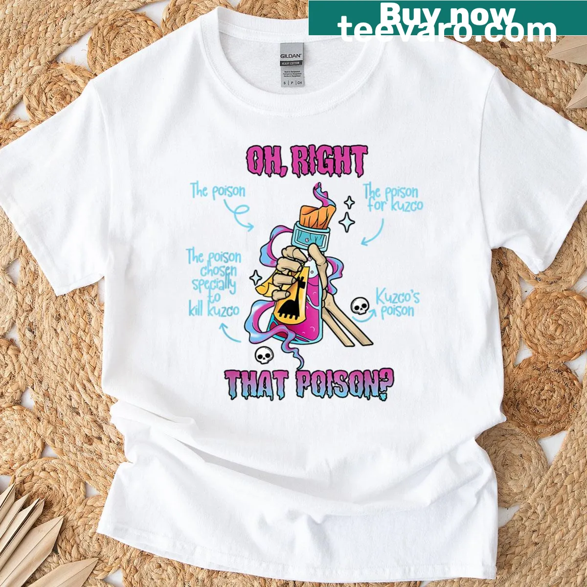 Cartoon T-shirt featuring poison llama from animated film — on a men's t-shirt