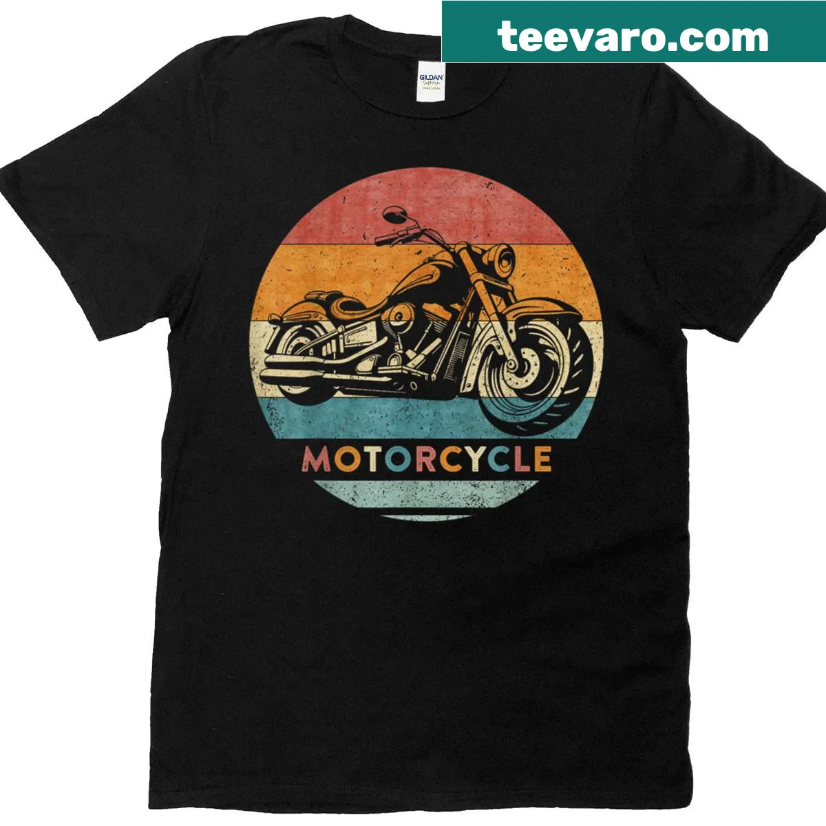 Vintage motorcycle silhouette graphic t-shirt — on a men's t-shirt