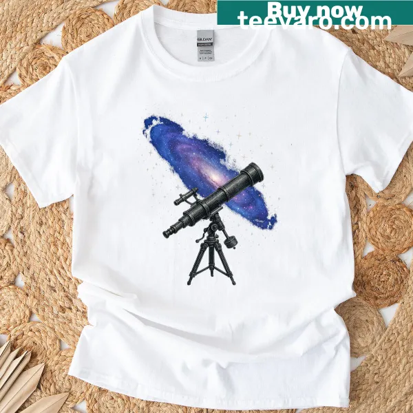 Vintage T-shirt featuring a telescope graphic for stargazing enthusiasts