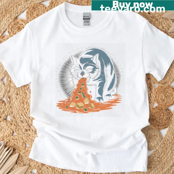 Funny vomiting cat graphic t-shirt for cat lovers