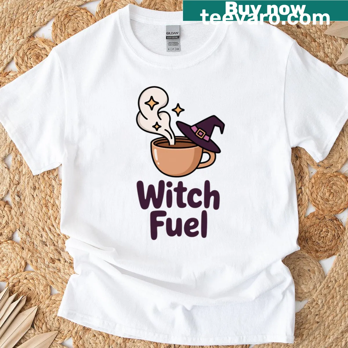 Typography design of Witch Fuel on a T-shirt — on a men's t-shirt