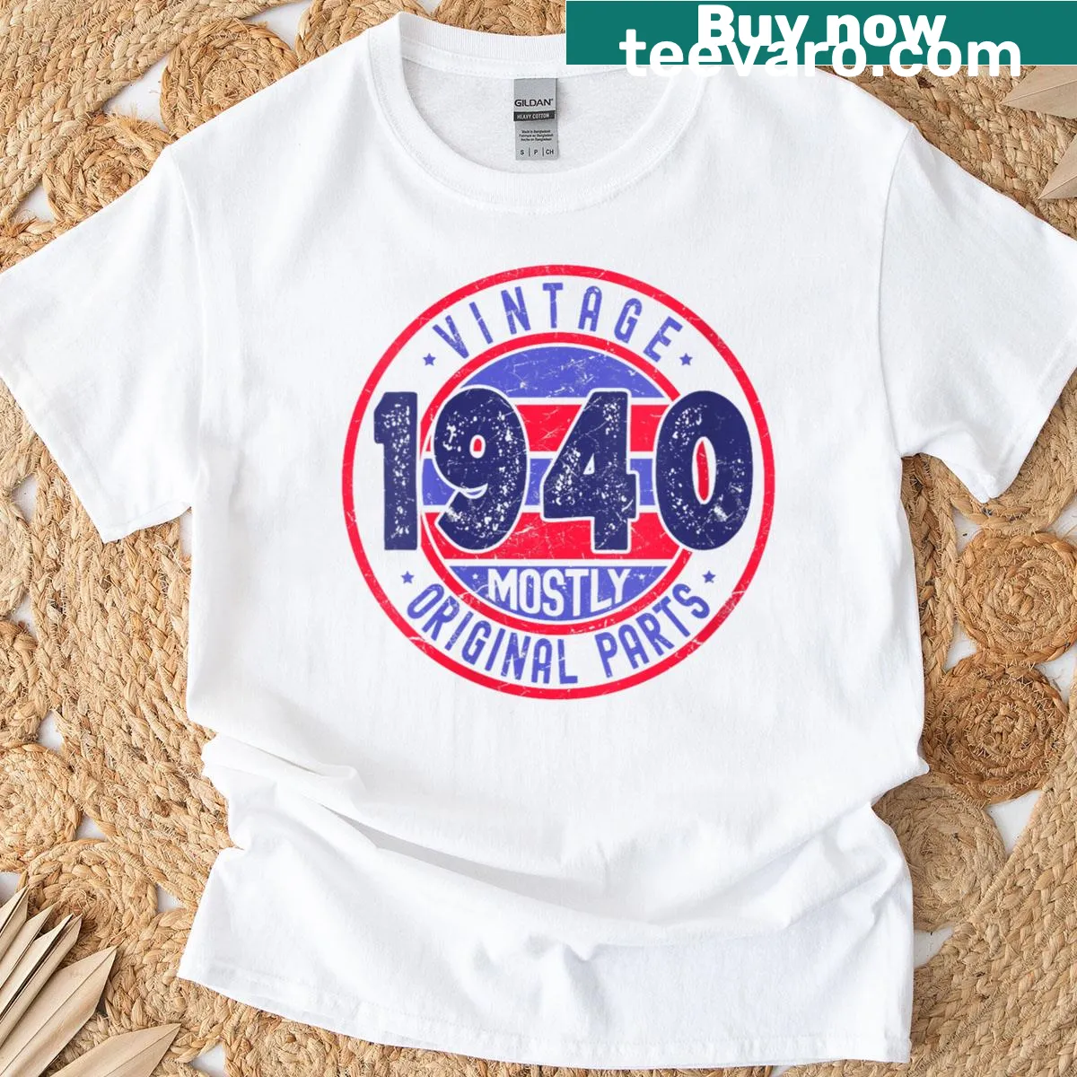 Vintage-inspired T-shirt celebrating women born in 1940 with a retro design. — on a men's t-shirt