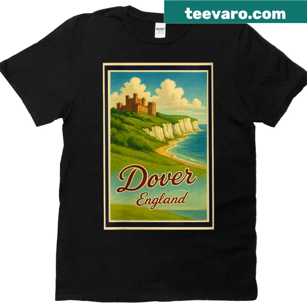 Vintage Dover Cliffs t-shirt featuring retro poster art graphic