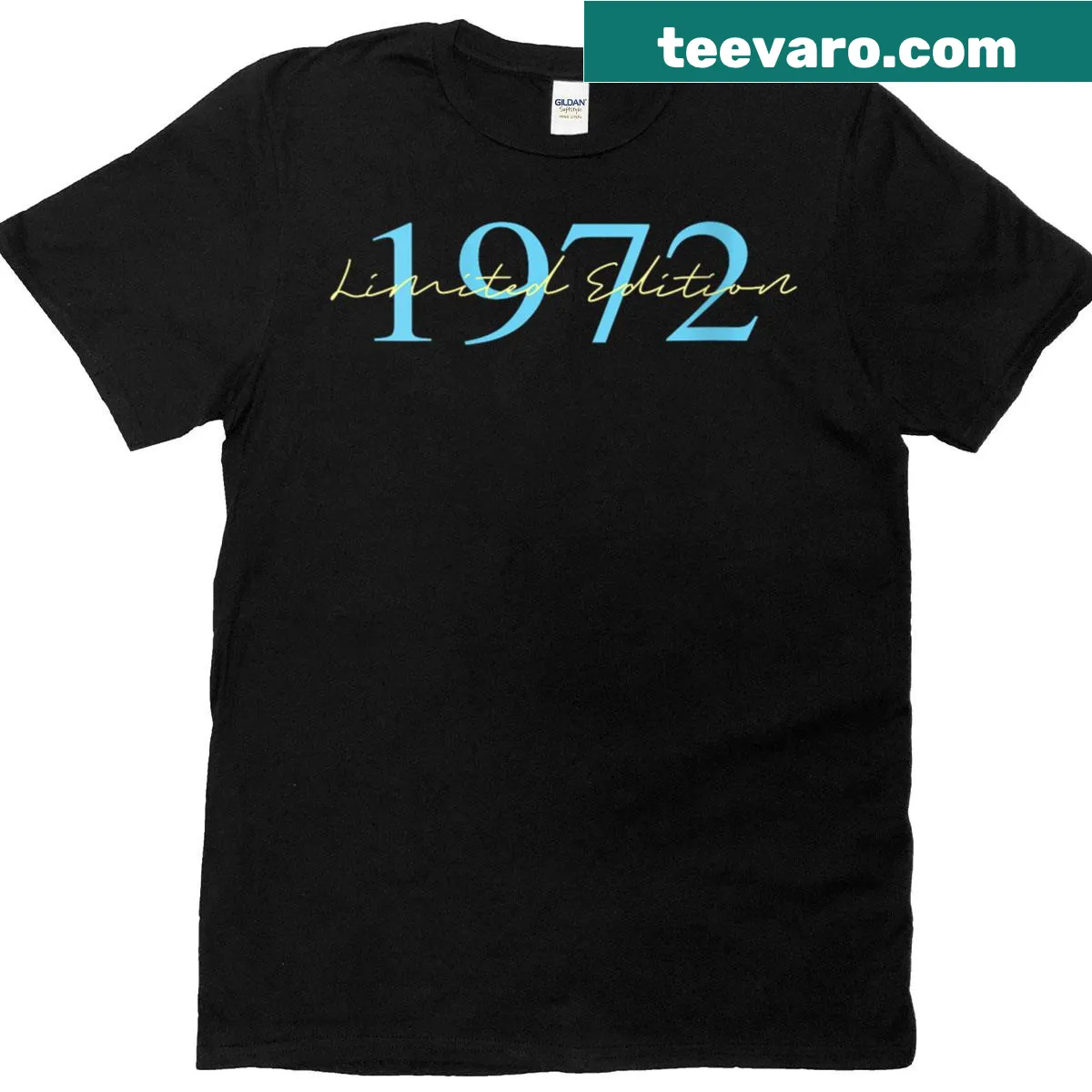 Vintage 1972 birthday t-shirt with nostalgic design — on a men's t-shirt