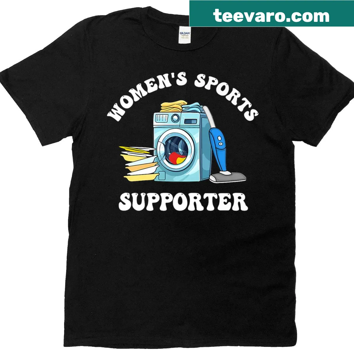 Funny sports supporter T-shirt with sarcastic housework theme for women — on a men's t-shirt