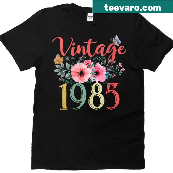 Vintage floral t-shirt for 40th birthday celebration