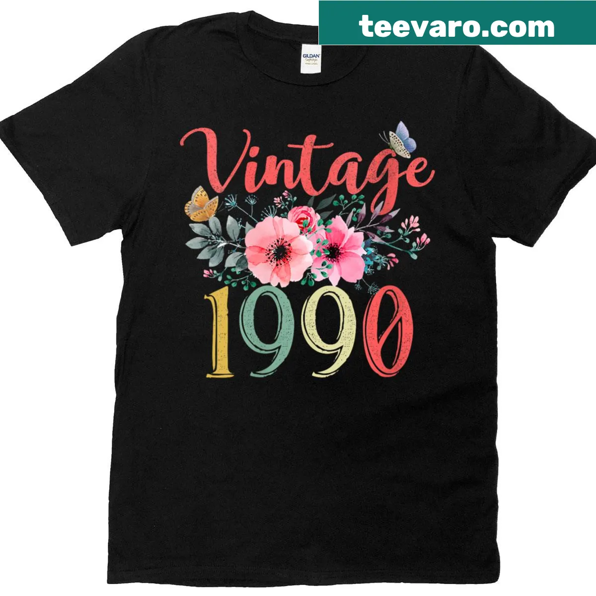 Vintage floral T-shirt for 35th birthday with wildflower design — on a men's t-shirt