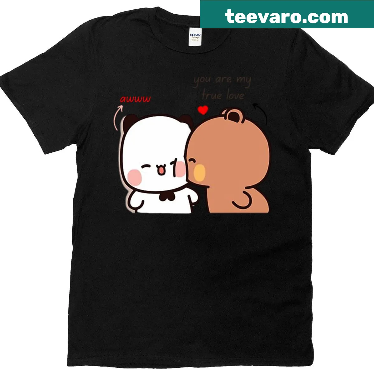Cute couple-themed tee featuring pandas and brownies — on a men's t-shirt