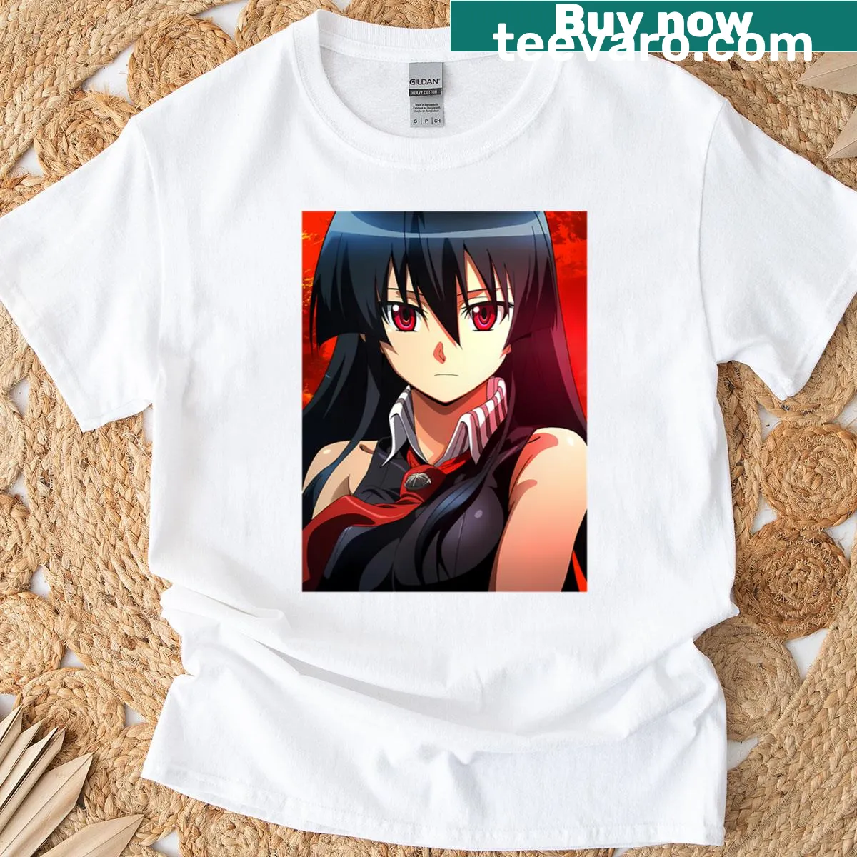 Akame T-shirt with character illustration — on a men's t-shirt