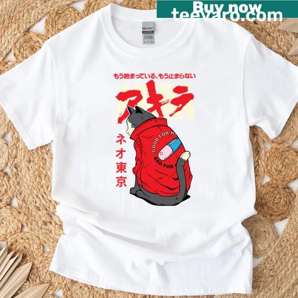 Illustrated t-shirt featuring a cute cat design