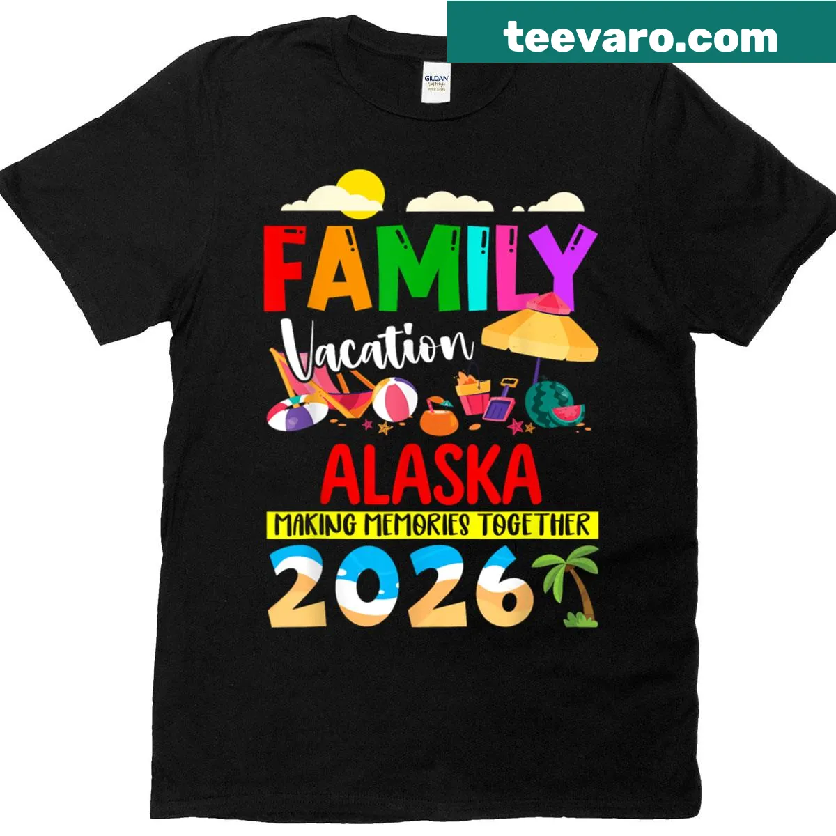 Cute matching family trip T-shirt for Alaska vacation 2026. — on a men's t-shirt