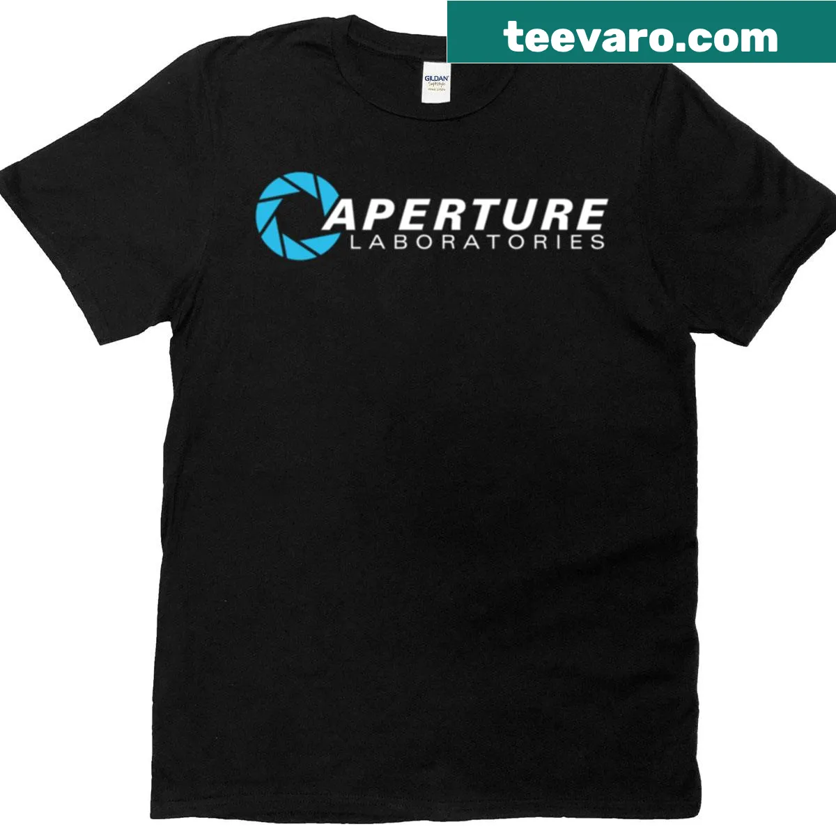 Aperture Science Laboratories logo T-shirt from the Portal game series. — on a men's t-shirt