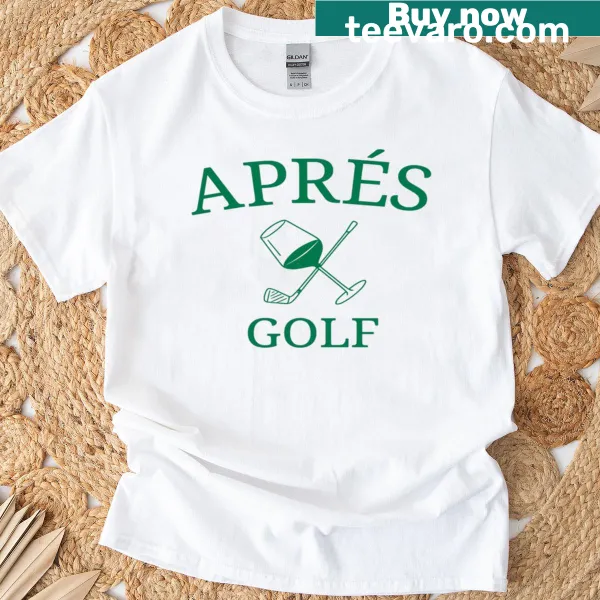Funny t-shirt with a graphic of a wine glass and golf club