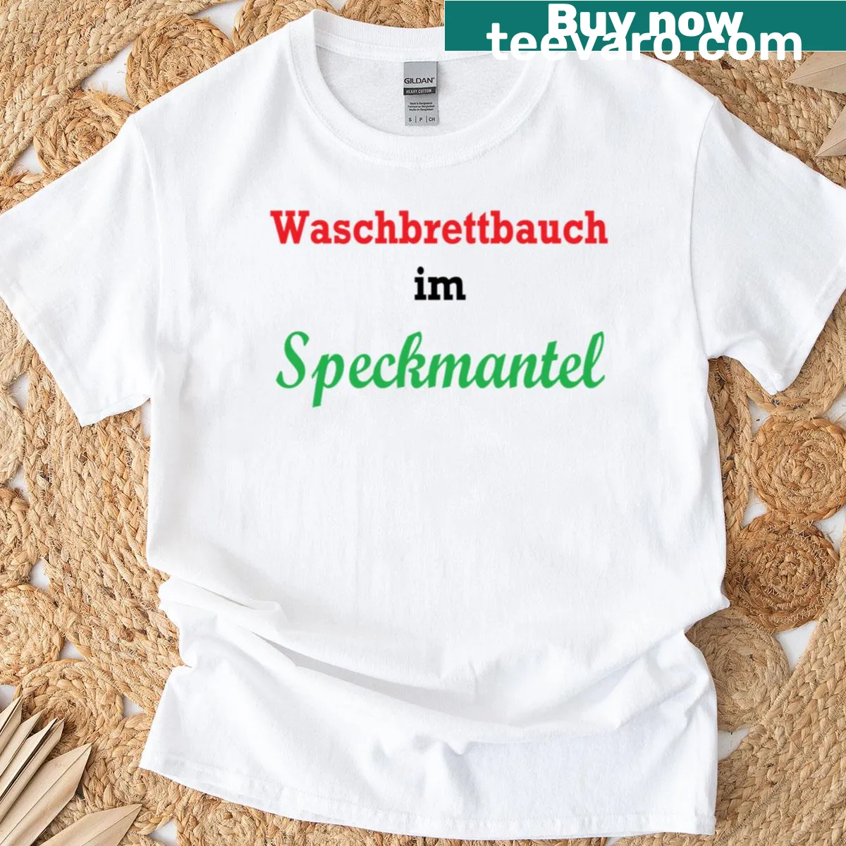 Funny T-shirt with a humorous saying about bacon and washboard bellies — on a men's t-shirt