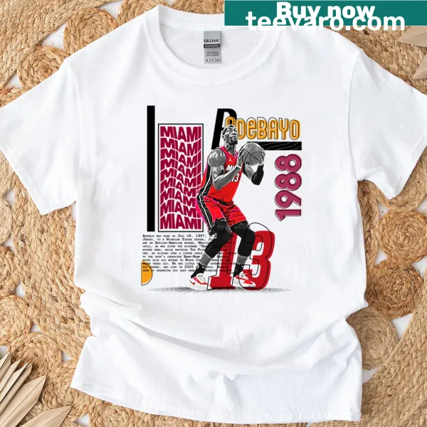 Illustration of basketball player B Adebayo on a T-shirt