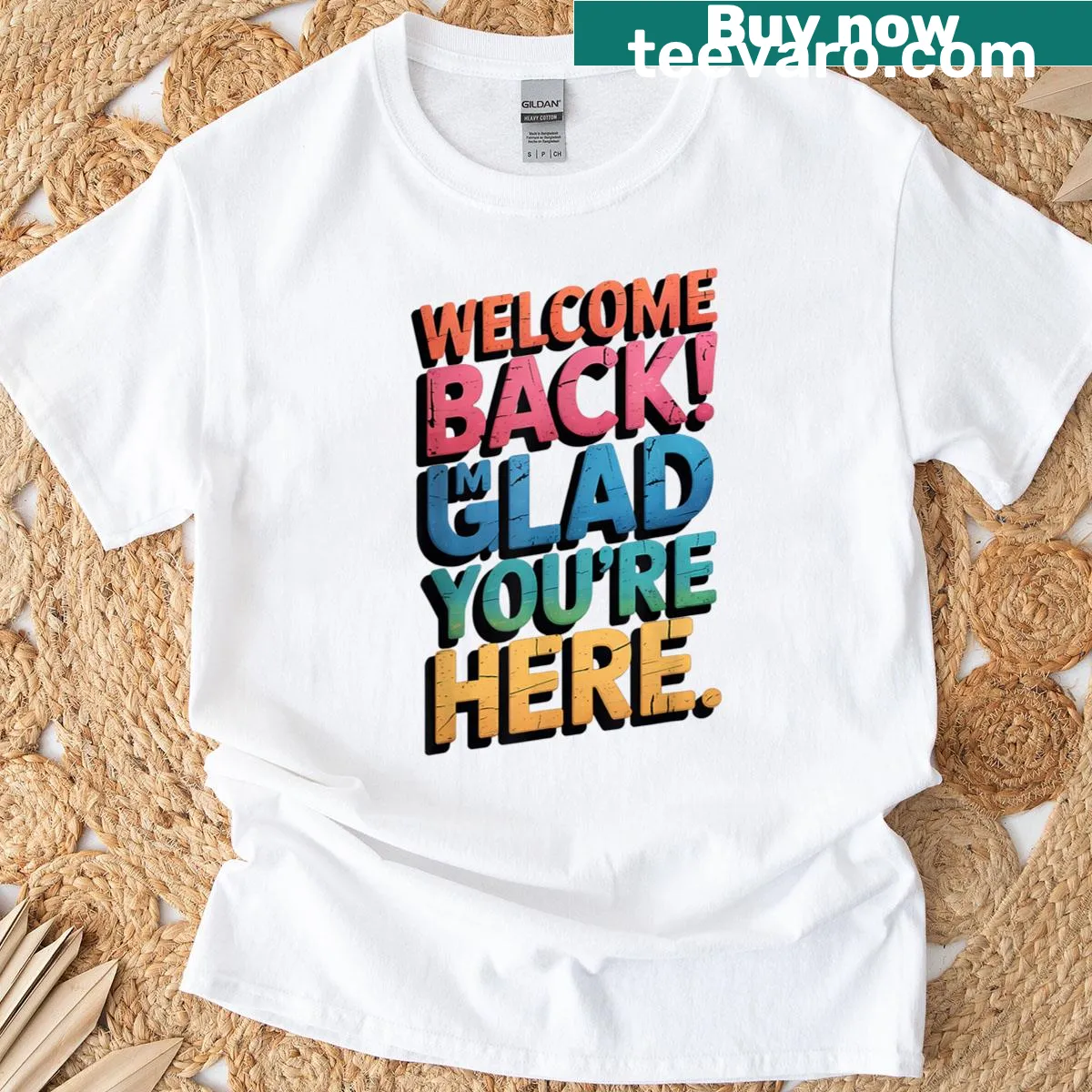 Teacher T-shirt with the phrase Welcome Back Im Glad Youre Here — on a men's t-shirt