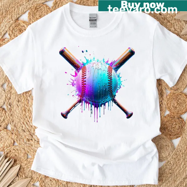 Youth baseball T-shirt featuring playful ice cream drip graphic