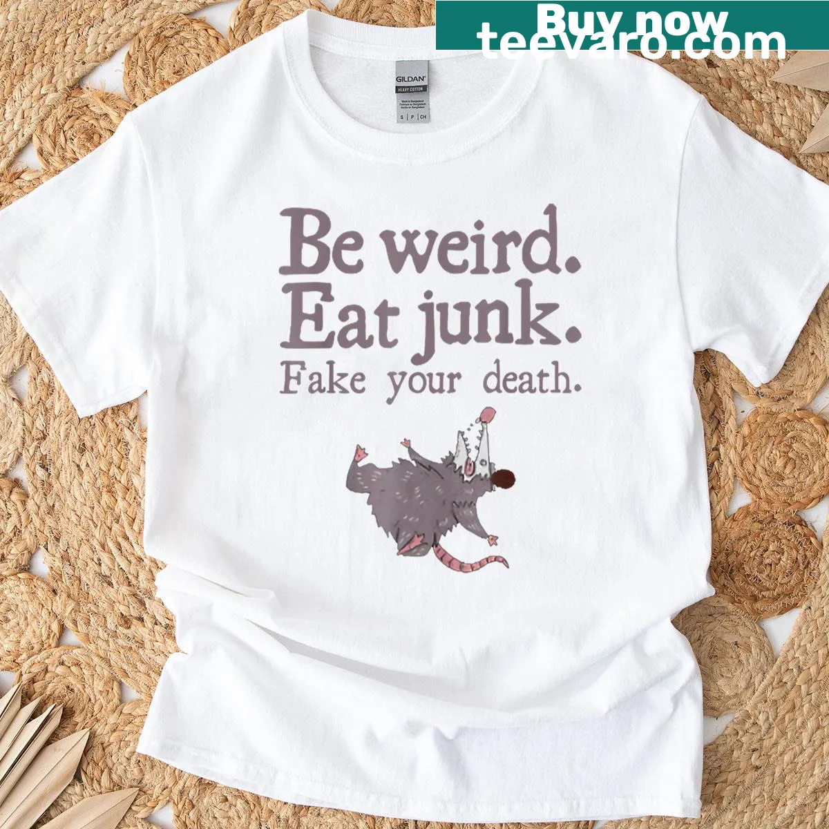 Funny possum lovers joke T-shirt with humorous saying — on a men's t-shirt
