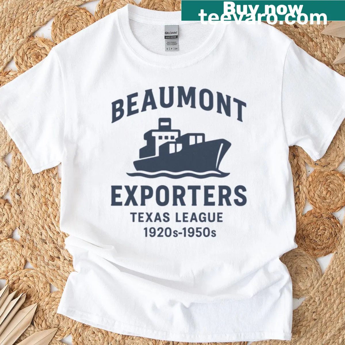 Vintage Beaumont Exporters baseball team logo t-shirt — on a men's t-shirt