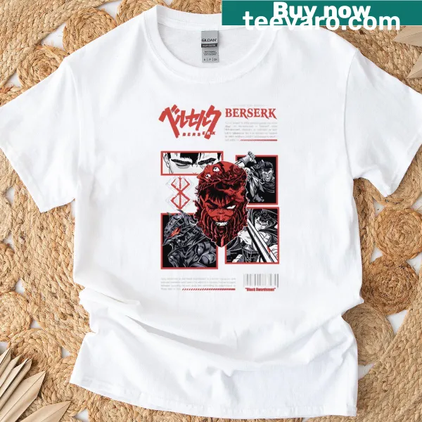 Oversized tribute T-shirt featuring collage of Guts from Berserk