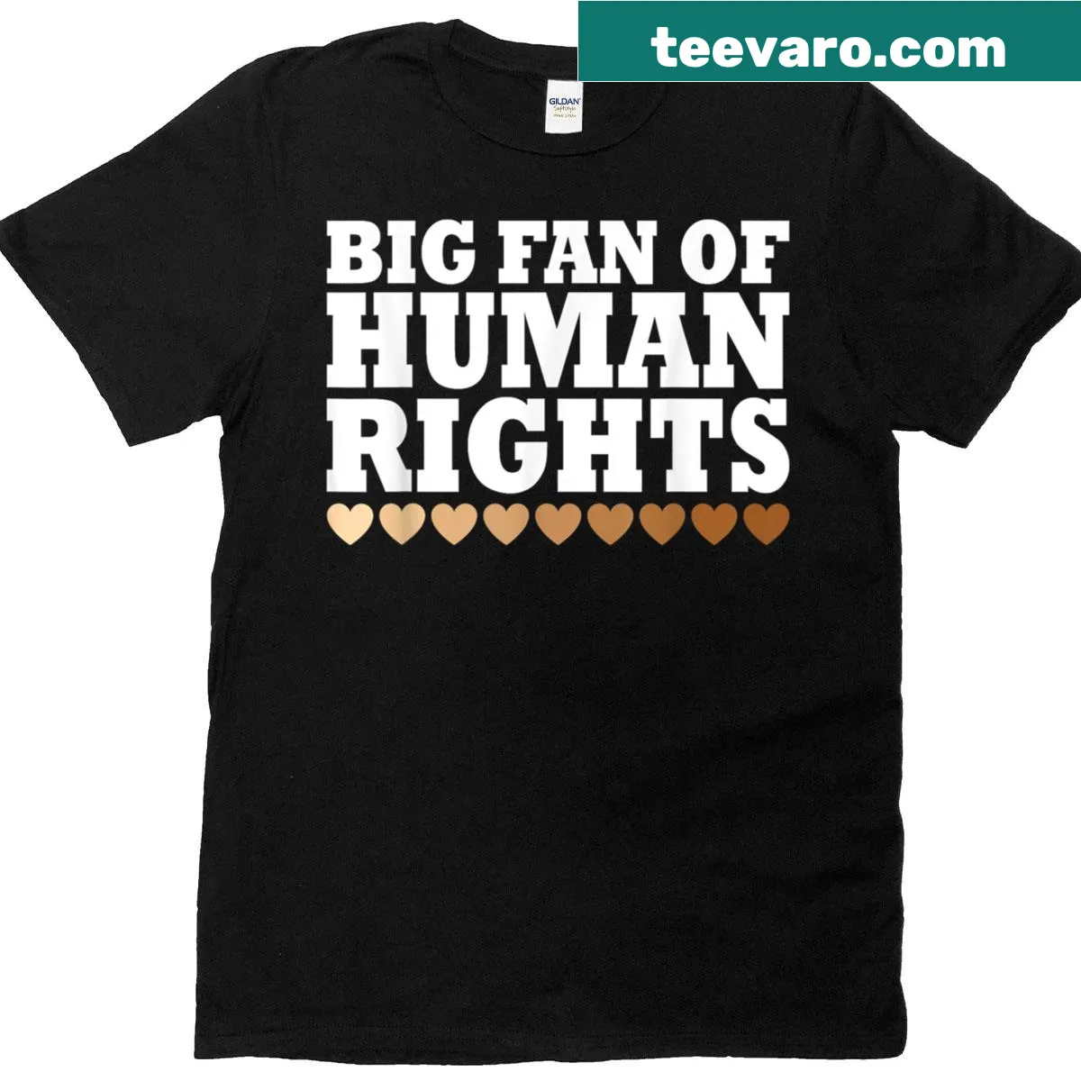 T-shirt with a heart design and 'Big Fan Of Human Rights' text — on a men's t-shirt