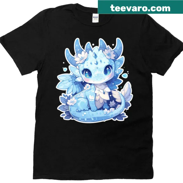 Illustration of a blue dragon on T-shirt