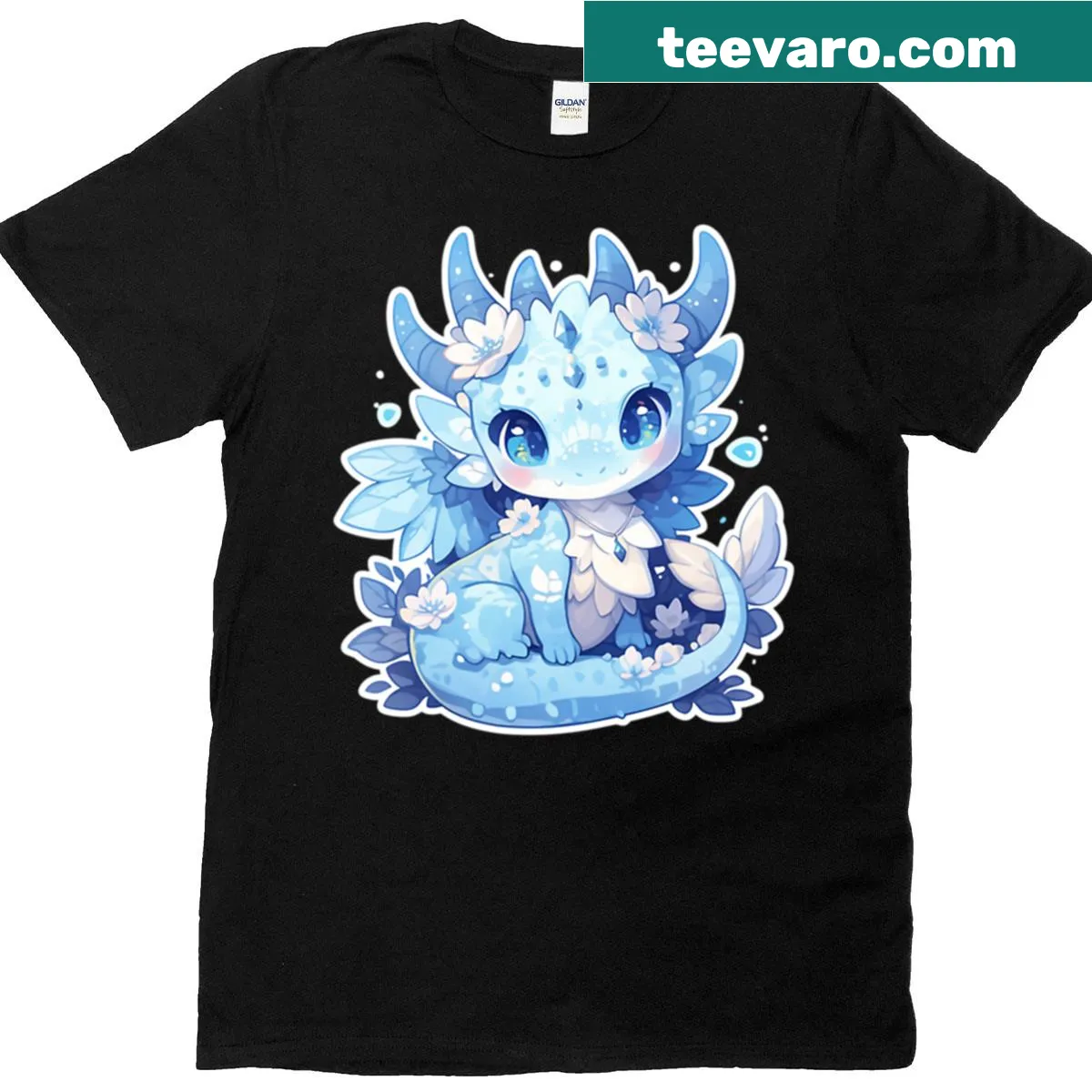 Illustration of a blue dragon on T-shirt — on a men's t-shirt