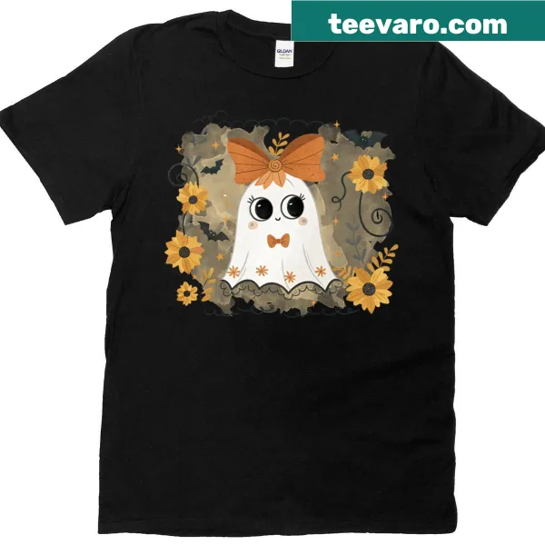 Cute girls T-shirt with a boho floral ghost design