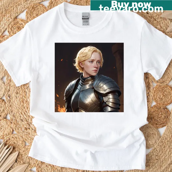 Anime-style illustration of Brienne of Tarth on a T-shirt