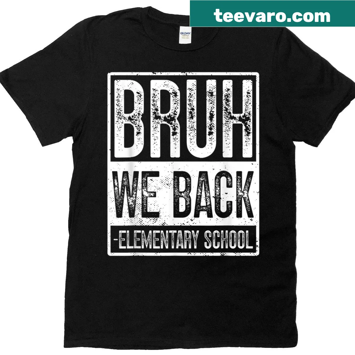 Playful teacher T-shirt with 'Bruh We Back' slogan in bold typography. — on a men's t-shirt