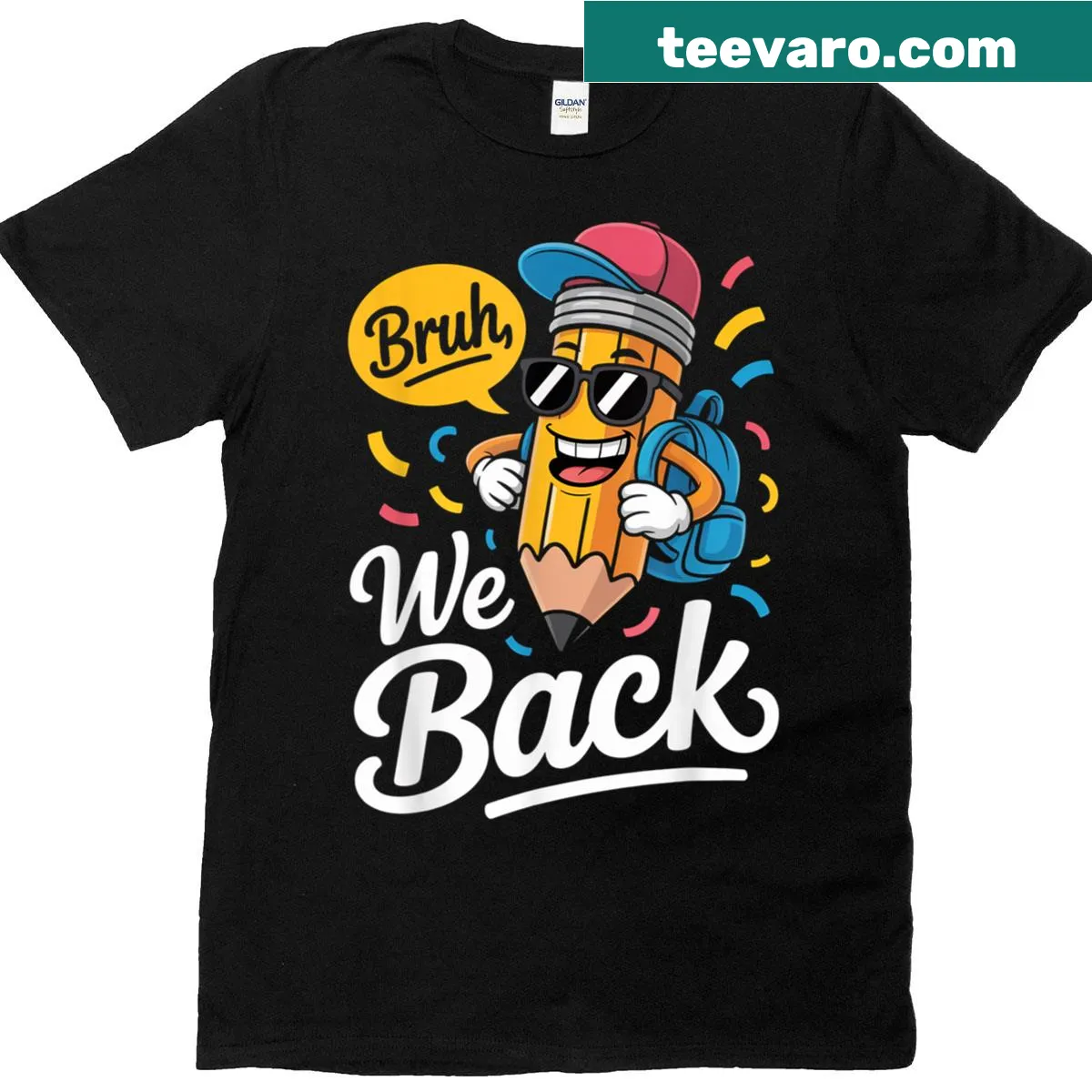 Funny Boys Back to School 2025 T-shirt with 'Bruh We Back' text — on a men's t-shirt