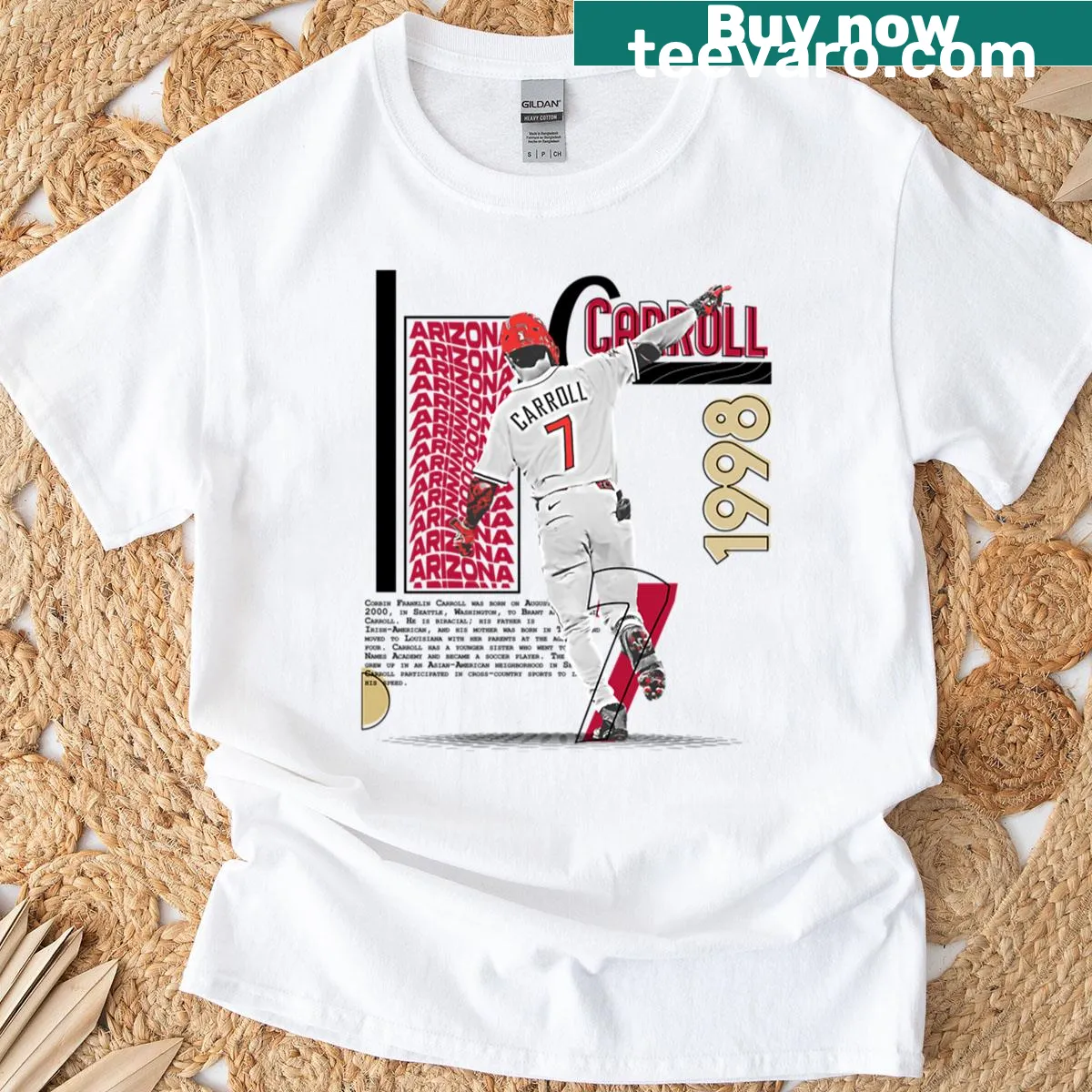 Illustrative tee honoring baseball with a focus on C Carroll. — on a men's t-shirt
