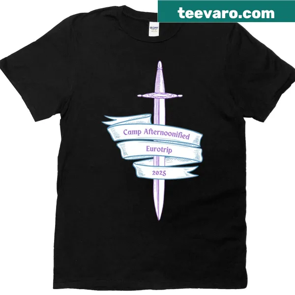 Illustrated design for Camp Afternoonified T-shirt with campfire theme