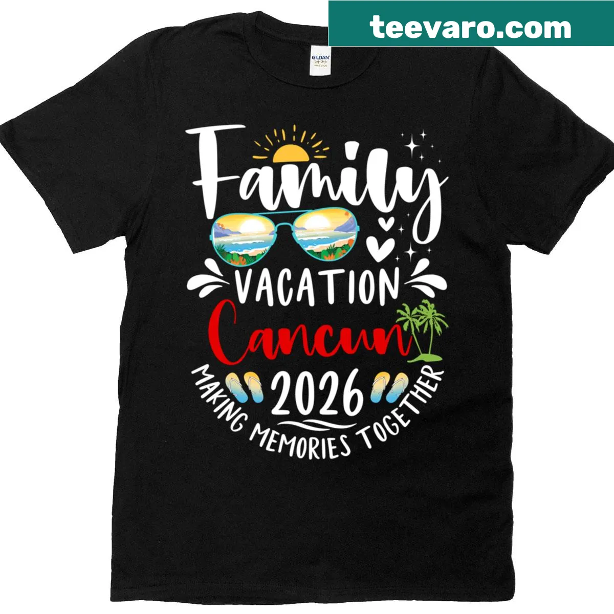 Text design featuring Cancun Family Vacation 2026 and Making Memories — on a men's t-shirt